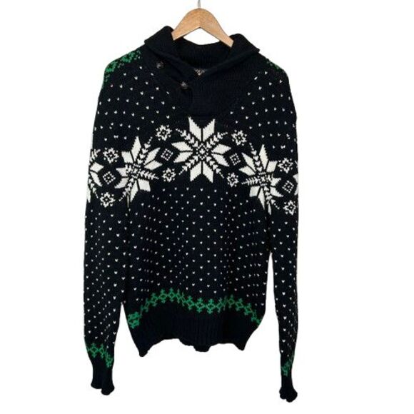 Polo Ralph Lauren Sweater Mens L Snowflake Pullover Knit Winter Holiday Nordic - Picture 1 of 7